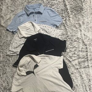 Express Men's Polo Shirt Set - Light Blue, White, and Black